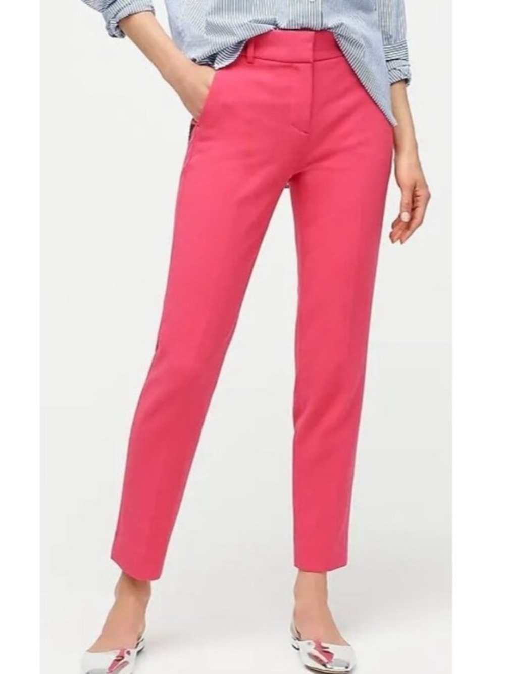 J. Crew Women’s Slim Crop Cameron Stretch Pants In Bright Rose Pink Size 16 BNWT